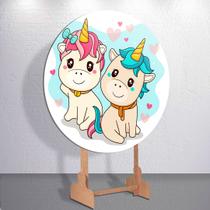 Capas Painel Sublimadas Redondo Para Festa Infantil Estilo Unicórnio Mágico E Pónei Veste Fácil Tama