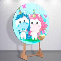 Capas Painel Sublimadas Redondo Para Festa Infantil Estilo Unicórnio Mágico E Pónei Veste Fácil Tama