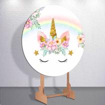 Capas Painel Sublimadas Redondo Para Festa Infantil Estilo Unicórnio Mágico E Pónei Veste Fácil Tama