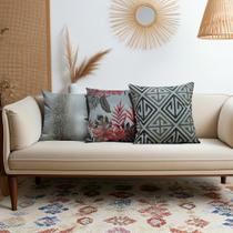 Capas para Almofadas 50 x 50 Tecido Algodão Estampadas Conjunto 3 Peças - Nallu Decor