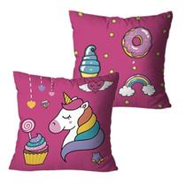 Capas para Almofadas de Unicórnio - Kit com 2 capas - Pink Infantil Capas para Almofadas de Unicórnio - Kit com 2 capas - Pink Infantil
