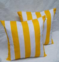 Capas para Almofadas Listrada Amarelo com Branco- Kit com 2unidades