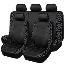 Capas para Banco de Carro Flying Banner Leopardo Cinza e Preto 8 Peças