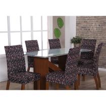 Capas para Cadeira em Malha Estampada 6 Peças - Floral Capas para Cadeira em Malha Estampada 6 Peças - Floral