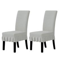 Capas para cadeiras de jantar, capa elástica, fácil de usar, 2 peças, cinza prateado