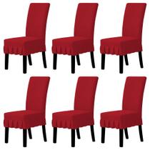 Capas para cadeiras de jantar Easy-Going, saia vermelha elástica de 6 peças Capas para cadeiras de jantar Easy-Going, saia vermelha elástica de 6 peças