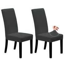 Capas para cadeiras de jantar, Easy-Going Stretch, conjunto de 2 em cinza escuro