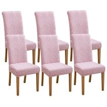 Capas para cadeiras de jantar FORCHEER, conjunto de 6 Jacquard Stretch rosa