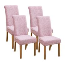 Capas para cadeiras de jantar FORCHEER, pacote com 4 unidades, rosa, jacquard, elástico