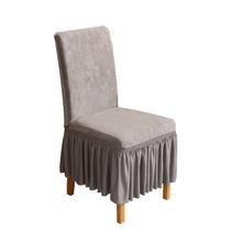 Capas para cadeiras de jantar, veludo de cristal, antiderrapantes, cinza claro
