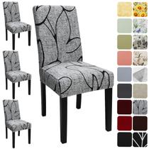 Capas para cadeiras de sala de jantar Keyroal, conjunto de 4 estampadas elásticas