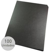 Capas Para Encadernação Preta Couro A4 Pp Line 100 Unid
