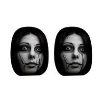 Capas Para Encosto De Cabeça De Carro Com Estampa De Rosto De Terror, 2 Peças, Ajuste Elástico,