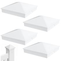 Capas para postes Azdele de alumínio em formato pirâmide 9x9 cm, branco, kit com 4