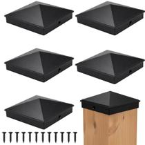 Capas para postes INDECKMO 3,5 x 3,5" preto fosco em alumínio - kit com 6 unidades