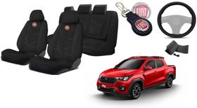 Capas Personalizadas Strada 2019-2024 + Capa Volante + Chaveiro - Kit