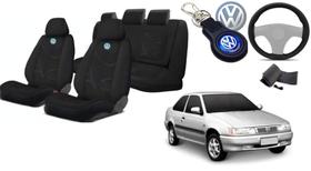 Capas Premium para Bancos Logus 93-97 + Volante Estiloso + Chaveiro VW
