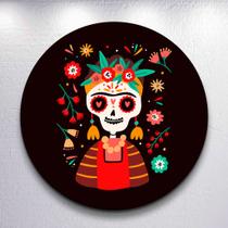 Capas Redondo 150x150 Painel Mini Sublimada Decoração Caveira Mexicana 50x50 Festa Colorida