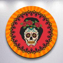 Capas Redondo 150x150 Painel Mini Sublimada Decoração Caveira Mexicana 50x50 Festa Colorida