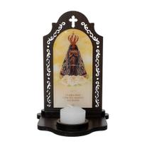 Capela com Porta-Vela de Nossa Senhora Aparecida Resinada em MDF - 16,3cm - Decoração Religiosa Capela com Porta-Vela de Nossa Senhora Aparecida Resinada em MDF - 16,3cm - Decoração Religiosa