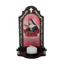 Capela com Porta-Vela de Santa Rita de Cássia em MDF - 16,3cm Capela com Porta-Vela de Santa Rita de Cássia em MDF - 16,3cm