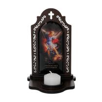 Capela com Porta-Vela de São Miguel Arcanjo Resinada em MDF - 16,3cm - Decoração Religiosa Capela com Porta-Vela de São Miguel Arcanjo Resinada em MDF - 16,3cm - Decoração Religiosa