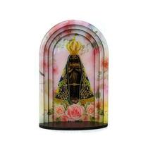 Capela em MDF Resinado Nossa Senhora Aparecida Flor 3D 24 cm Capela em MDF Resinado Nossa Senhora Aparecida Flor 3D 24 cm