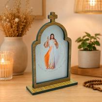 Capela Jesus Misericordioso em MDF 18 cm - Oratório Decorativo Religioso
