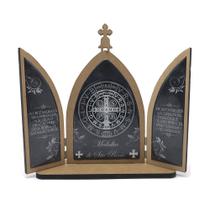 Capela Medalha de São Bento Preto Madeira Grande Com Porta Capela Medalha de São Bento Preto Madeira Grande Com Porta