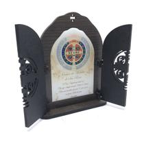Capela Oração De Mesa Medalha De São Bento Mdf Com Porta Vazada - FORNECEDOR 6