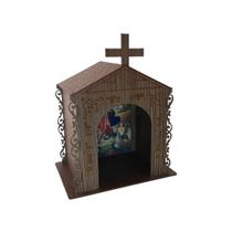 Capela Oratório Arabesco com Imagem Desatadora de Nós 25x18x31 Mdf Madeira Imbuia