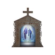 Capela Oratório Arabesco com Imagem e Led Nossa Sehora das Graças 25x18x31 Mdf Madeira Imbuia