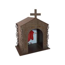 Capela Oratório Arabesco com Imagem Jesus Cristo 1 25x18x31 Mdf Madeira Imbuia