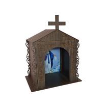 Capela Oratório Arabesco com Imagem Nossa Senhora das Graças 25x18x31 Mdf Madeira Imbuia