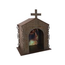 Capela Oratório Arabesco com Imagem Pai em Tuas Mãos Entrego 25x18x31 Mdf Madeira Imbuia