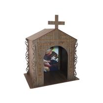 Capela Oratório Arabesco com Imagem Santo Antônio de Pádua 25x18x31 Mdf Madeira Imbuia Capela Oratório Arabesco com Imagem Santo Antônio de Pádua 25x18x31 Mdf Madeira Imbuia