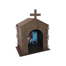 Capela Oratório Arabesco com Imagem São Cristóvão 25x18x31 Mdf Madeira Imbuia Capela Oratório Arabesco com Imagem São Cristóvão 25x18x31 Mdf Madeira Imbuia