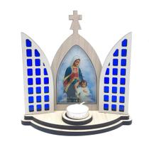 Capela Oratório Vitral Maria Passa na Frente Com Porta Vela