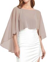 Capelet Shawl Chiffon para mulheres, vestido de noite cáqui