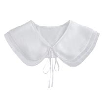 Capelete de chiffon de renda branca com gola falsa para mulheres e meninas
