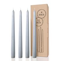 Caper Candles CANDWAX, 30 cm, cinza claro, conjunto de 4, sem gotejamento