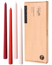 Caper Candles Viyffo, 30 cm, vermelho, conjunto de 4 sem perfume e sem fumaça