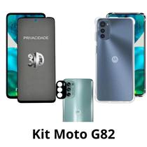 Capinha Anti Choque + Película 3D Privacidade + Película de Câmera para Moto G82