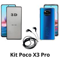 Capinha Anti Choque + Película de Vidro em 3D + Fone de Ouvido para Xiaomi Poco X3 Pro Capinha Anti Choque + Película de Vidro em 3D + Fone de Ouvido para Xiaomi Poco X3 Pro