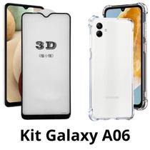 Capinha Anti Choque + Película Tela Frontal de Vidro 3D para Samsung Galaxy A06