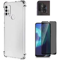 Capinha Anti Impacto + Película 9D Privacidade + Película de Câmera Compatível com Moto G10, G20, G30