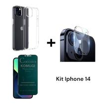 Capinha Anti Impacto + Película Fosca Privacidade + Película de Câmera para Iphone 14
