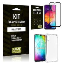 Capinha Anti Impacto Samsung A50 + Película Flex 5D - Armyshield