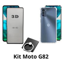 Capinha Anti Impactos + Película 3D de Vidro + Anel Suporte para Motorola Moto G82