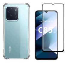 Capinha Anti Impactos + Película Vidro 3d Para Xiaomi Poco C85 Capinha Anti Impactos + Película Vidro 3d Para Xiaomi Poco C85
